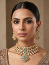 SABEEN Mint green Doublet Stone kundan Necklace choker Set  Earrings,moissanite kundan Indian Pakistani wedding bridal  jewelry