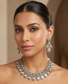 MUGDHA Mint colour Premium quality Moissanite and kundan Necklace set ,indian Pakistani wedding jewelry, Victorian style mint green jewelry
