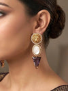 CLEO Sabyasachi inspired translucent purple earrings ,amethyst matt gold finish and mother of pearl stones,Indian fusion earrings,