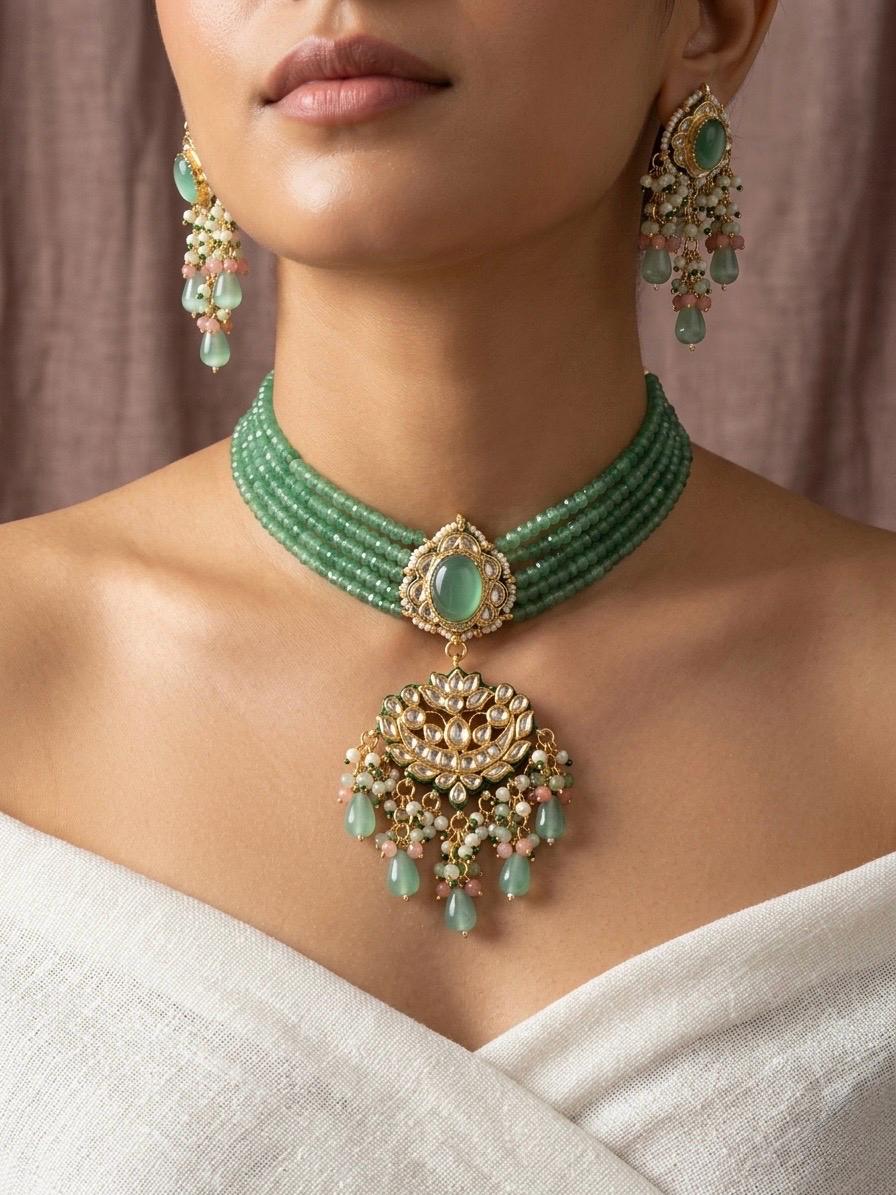 ALEENA Mint Necklace Set