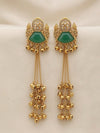 CLEO mint green and golden Ghunghroo earrings, Kashmiri long statement earrings, Indian Pakistani ethnic tradition wedding jewelry