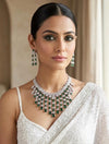 ZAINAB Emerald green necklace set,American Diamond  necklace earrings set Indian bridal wedding jewelry,Pakistani jewellery,green colour
