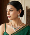 SAHAR Emerald Green cz Real diamond look gold silver finish American Diamond Necklace Set, Indian Pakistani  wedding and festive jewelry