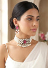 AVANI Victorian style Sabyasachi uncut polki Rani Pink choker set,Indian Bridal jewelry, pearl Necklace Set,pakistani wedding jewellery