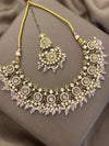 ZAKIRA light pink cz kundan and moissanite replica Necklace set with maangtika , Indian Pakistani wedding bridal jewelry