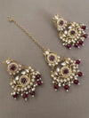 ZAKIRA Deep Ruby cz kundan and moissanite replica Necklace set with maangtika , Indian Pakistani wedding bridal jewelry