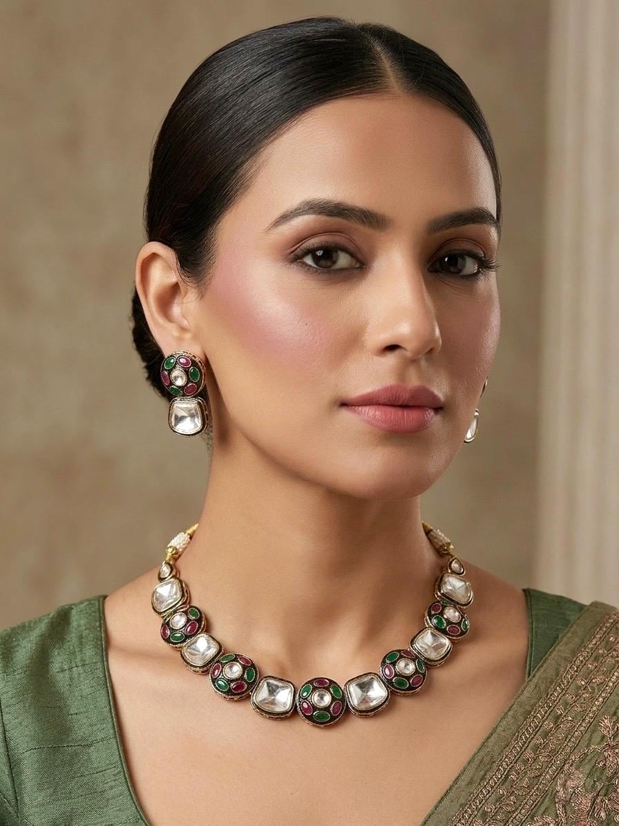 ADRITA Polki Necklace Set