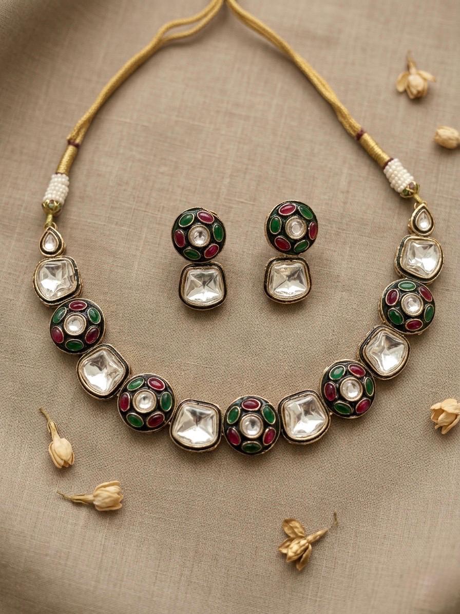 ADRITA Polki Necklace Set