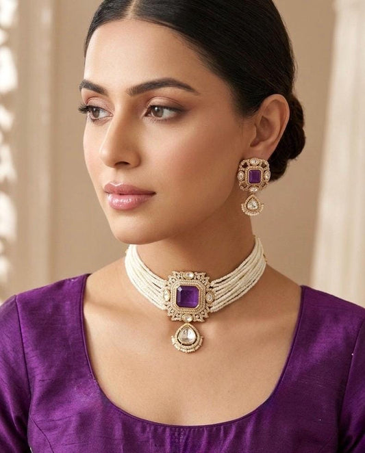DISHA Purple Choker Set