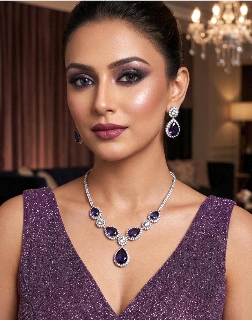 IRENE Purple Necklace Set