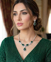 IRENE Premium quality Green colour necklace Set American Diamond Classy cz zircon jewelry, stylish prom,gala dinner bridal jewellery