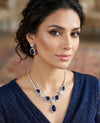 IRENE Premium quality Sapphire blue necklace Set American Diamond classy cz zircon jewelry, stylish prom,gala dinner bridal jewellery