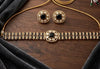KAYNA black kundan choker necklace set with matching studs ,Indian Pakistani black colour traditional and festive jewelery
