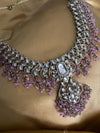 SHAINA Lavender pink Kundan necklace set with Maangtika, Indian Pakistani traditional wedding bridal jewelry