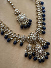 SURVEEN Navy blue Kundan necklace set with Maangtika, Indian Pakistani traditional wedding bridal jewelry