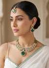 ROHIKA Emerald green colour hasli style kundan necklace set with maangtika, Indian  pakistani traditional and festive jewelery