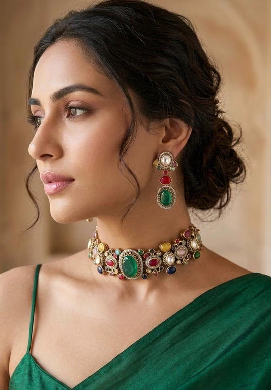 NIRAYA Green Choker Set