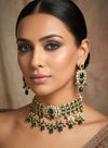 IVARA Emerald green kundan choker necklace set,Indian Pakistani green colour wedding bridal and festive jewelery