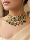 IVARA Emerald green kundan choker necklace set,Indian Pakistani green colour wedding bridal and festive jewelery