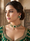 KAYNA Emerald green kundan choker necklace set,Indian Pakistani green colour wedding bridal and festive jewelery