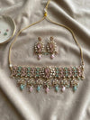 IVARA Pink mint kundan choker necklace set,Indian Pakistani pink mint colour wedding bridal and festive jewelery