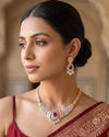 SAHAR Ruby cz Real diamond look gold silver finish American Diamond Necklace Set/Pakistani bridal wedding jewelry,Indian  elegant jewellery