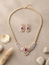 SAHAR Ruby cz Real diamond look gold silver finish American Diamond Necklace Set/Pakistani bridal wedding jewelry,Indian  elegant jewellery