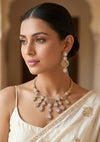 KOYEL clear stones cz zircon necklace set in  mehndi golden polish, antique polish Indian pakistani  jewelry