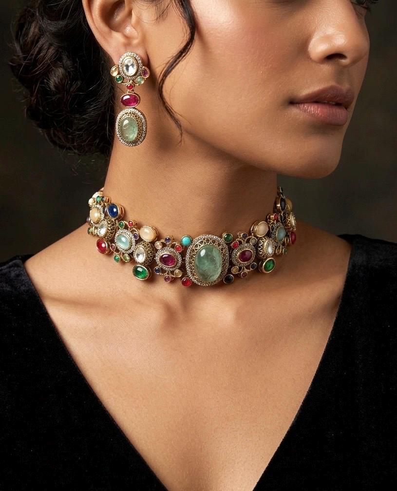 NIRAYA Sage Green Necklace Set