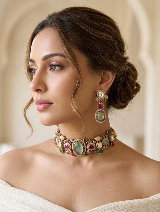 NIRAYA Sage Green Necklace Set