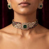 SHAZA Ruby green Victorian style  kundan choker set,cz Indian Pakistani wedding and festive jewelry