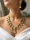 SHIVKA Sabyasachi inspired Red Victorian style kundan necklace set,Indian Bridal jewelry, cz kundan Victorian golden polish