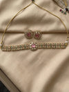 KAYNA Pink mint kundan choker necklace set with matching earrings ,Indian Pakistani wedding and festive jewelery