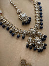 SURVEEN Navy blue Kundan necklace set with Maangtika, Indian Pakistani traditional wedding bridal jewelry