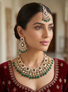 ZIYANA Ruby green necklace set in high quality kundan,Indian Pakistani wedding bridal jewellery, Maangtika included