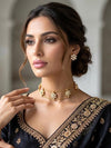 NOORIE clear stones Premium quality kundan and polki choker necklace with studs, Matt gold finish Indian ethnic jewelry