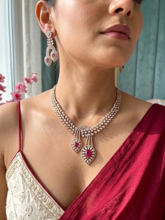 RIVENA Ruby Victorian Necklace Set