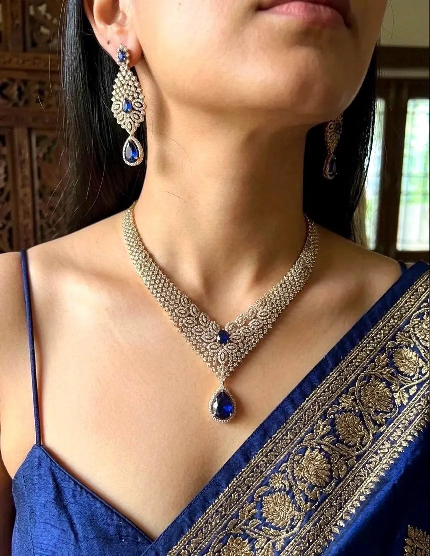 RUHIKA Blue Victorian Necklace Set