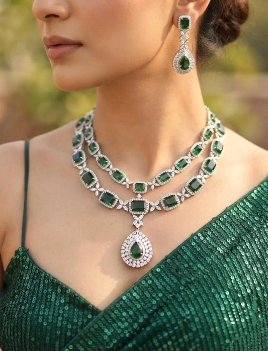 SHANAYA Green AD Necklace Set