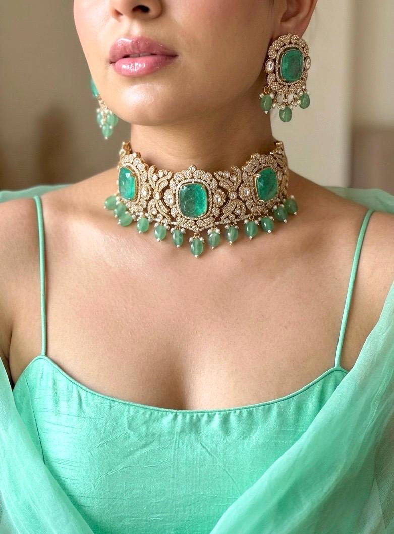 MAISHA Mint Kundan Choker Set