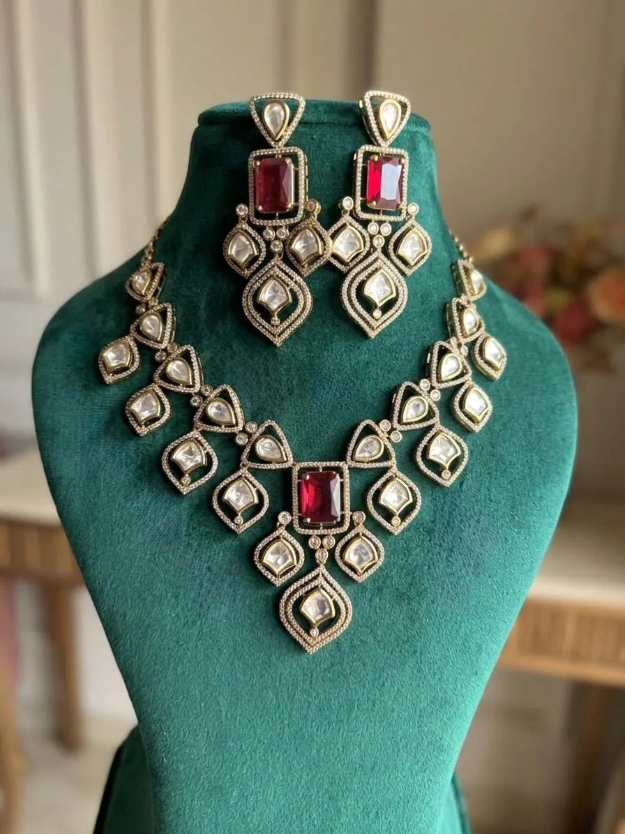MENUKA Red Victorian Necklace Set