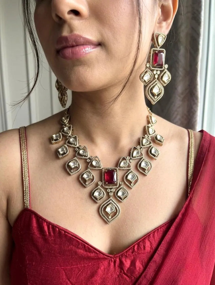 MENUKA Red Victorian Necklace Set